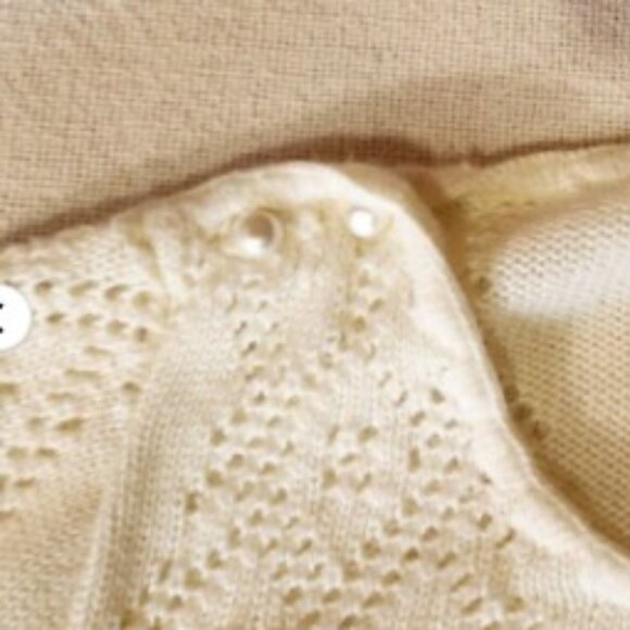 JOLIE NY Vintage Women's Top Size Large Ivory Knit Button Shoulder Long Sleeve - Picture 6 of 9